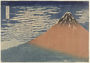 天气晴朗的富士山（也称为红富士），1830（木版画） 作者 葛饰北斋