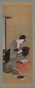 新年习俗：新年早晨的妆容，江户时期，约1806-1811年。 作者 葛饰北斋