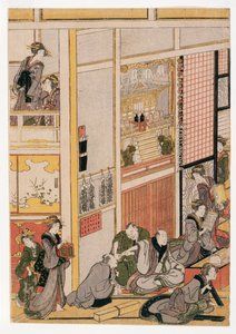 Ogi-ya茶馆的新年，1810年（木版画）（另见406533,406535和406536） 作者 葛饰北斋