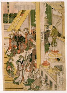 Ogi-ya茶馆的新年，1810年（木版画）（另见406533,406534和406536） 作者 葛饰北斋