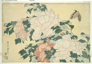 牡丹与蝴蝶》，选自无标题大花系列 作者 葛饰北斋