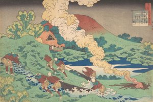 Kakinomoto Hitomaro的诗，出自《护士Hya解释的一百首诗》系列，1839年。 作者 葛饰北斋