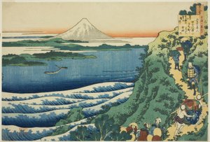 山部明仁的诗，选自 "护士解说的一百首诗（Hyakunin isshu uba ga etoki）"系列 作者 葛饰北斋