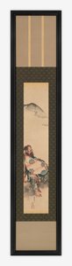 诗人Semimaru和他的袋子里的琵琶，江户时期，1839年。 作者 葛饰北斋