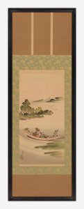 河流景观：渡船和富士山，江户时期，1842年。 作者 葛饰北斋