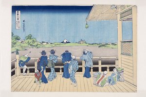 五百罗汉寺沙宰殿（Gohyaku Rakan-ji Sazaid？）（彩色木版画） 作者 葛饰北斋