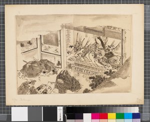 日韩战争场景，18 世纪末至 19 世纪上半叶（纸本水墨画） 作者 葛饰北斋