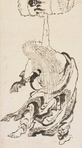 提起酒桶的庄周，江户时代，约1840年代。 作者 葛饰北斋