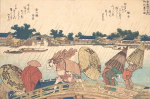 新柳桥的淋浴，1806年。 作者 葛饰北斋