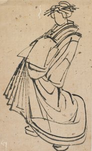 一个宫女的素描，18世纪末至19世纪初。 作者 葛饰北斋