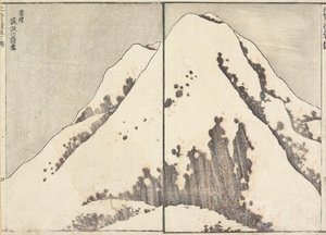 1817年在日立省的筑波山顶上下雪 作者 葛饰北斋