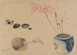 电光花，螃蟹和球茎，18世纪末至19世纪初。 作者 葛饰北斋