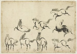 马匹研究，约1815年-1849年（纸上墨水） 作者 葛饰北斋