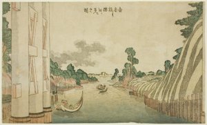 从东桥眺望隅田川，选自一组西洋风景画 作者 葛饰北斋