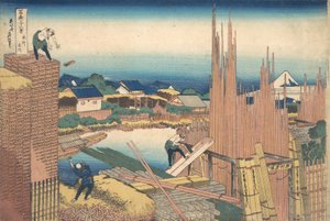 Tatekawa in Honjo Honjo Tatekawa，出自《富士山三十六景》系列...，约1830-32。 作者 葛饰北斋
