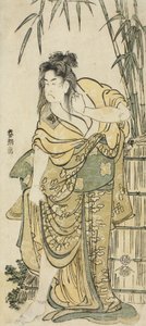 演员市川小三作为披散头发的女人，约1791年 作者 葛饰北斋
