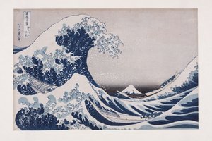 神奈川深海波浪的空洞（神奈川oki nami ura）（彩色木版画）。 作者 葛饰北斋
