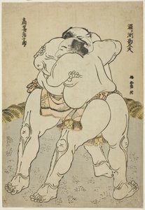 相扑选手宇津河渊神代和高崎一郎 作者 葛饰北斋