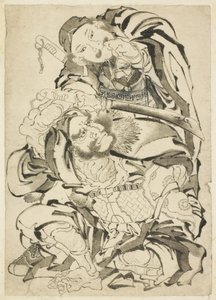 两位中国英雄，约 1815-49 年（纸本水墨） 作者 葛饰北斋