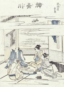 两对夫妇在室内（木刻版画） 作者 葛饰北斋