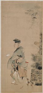 两个艺人在新年时漫步，江户时期，约1798-1801年。 作者 葛饰北斋