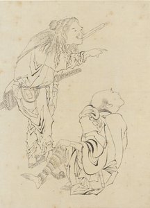 两个猎人，江户时代（墨水在纸上） 作者 葛饰北斋