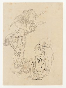 两个猎人，江户时期，19世纪。 作者 葛饰北斋