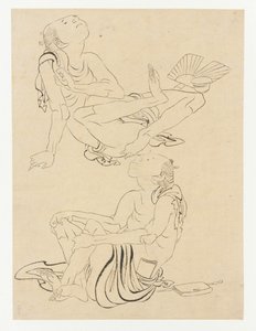 两个男人在夏天放松，江户时期，19世纪。 作者 葛饰北斋