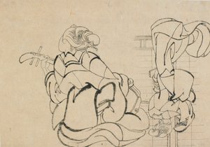 两幅素描：演奏三味线的女士和背对观察者的女士......，18世纪末至19世纪初。 作者 葛饰北斋