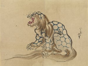 无题，c。 1890年（木版画，纸张上的墨水和颜色） 作者 葛饰北斋