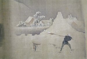 富士山的景色，从富士山十二景的彩绘卷轴 作者 葛饰北斋