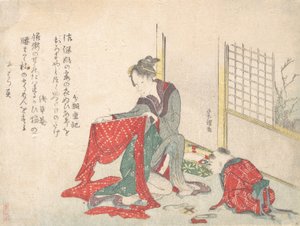 女人折布，18世纪末-19世纪初。 作者 葛饰北斋