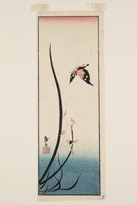 蝴蝶和草（彩色木版画） 作者 葛饰二世（FL.1820-50）台东