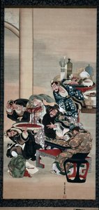 在观音臂上作业，1840年代。 作者 葛饰大井