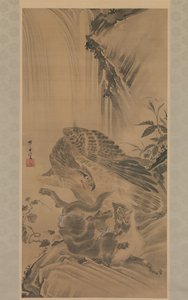 老鹰袭击山狮，1885年。