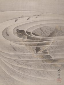 鱼在漩涡，ca。 1887年。 作者 川边京菜