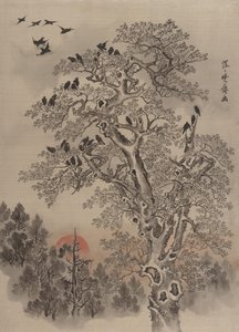 黎明时分，乌鸦群。 1887年。 作者 川边京菜
