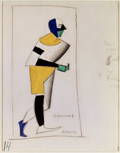 运动健将。为阿列克谢-克鲁特契尼赫（Alexei Kroutchenykh，或称 Kroutchonykh）（1886-1968 年）的歌剧《太阳的胜利》（La victoire sur le soleil）设计服装。(运动员。为阿-克鲁切涅赫的歌剧《太阳的胜利》设计服装）。Oeuvre de Kasimir Severinovich Malevitch (马列维奇、马尔 作者 卡齐米尔·塞韦里诺维奇·马列维奇