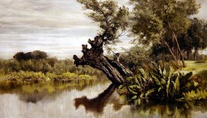 柳树》（布面油画） 作者 基利颈波