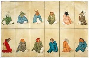 有动物头的男人，水彩 作者 川原敬佳