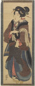 （女服务员拿着黑漆摊位），19世纪初 作者 京西铁