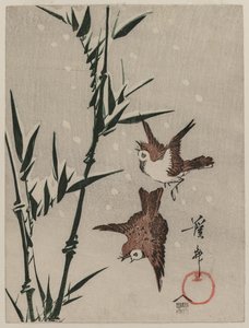 麻雀、竹子和落雪 作者 京西铁