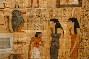 2003 年，绘制在墓葬纸莎草上的 Maat 女神（照片） 作者 肯尼思·加勒特