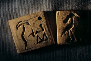 前王朝象牙标签，最早的文字，冈特-德雷尔博士，埃及，2005 年（照片） 作者 肯尼思·加勒特