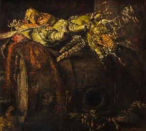 老桶和玉米棒子（布面油画）