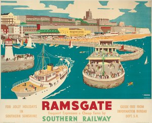 南部铁路海报宣传Ramsgate 作者 肯尼斯·史密斯（Kenneth Shoesmith）和弗妮·丹佛斯（Verney L.Danvers）