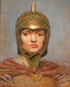 纽约上诉法院大楼壁画研究；"成文法"，"力 "人物头盔 作者 凯尼恩·考克斯（Kenyon Cox）