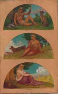 文明的进步：狩猎、放牧、农业（壁画研究，爱荷华州得梅因市州议会大厦） 作者 凯尼恩·考克斯（Kenyon Cox）