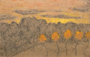 黄色树木的风景，1893-1895。 作者 克尔·泽维尔·罗素