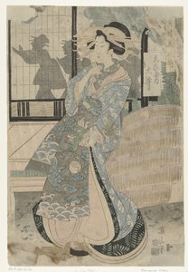 海比谷家的名妓大井 Ebiya uchi Oi（物体上的标题） 游乐园里的美女系列（系列名） Seiro bijin soroi（物体上的系列标题） 作者 山口屋东兵卫